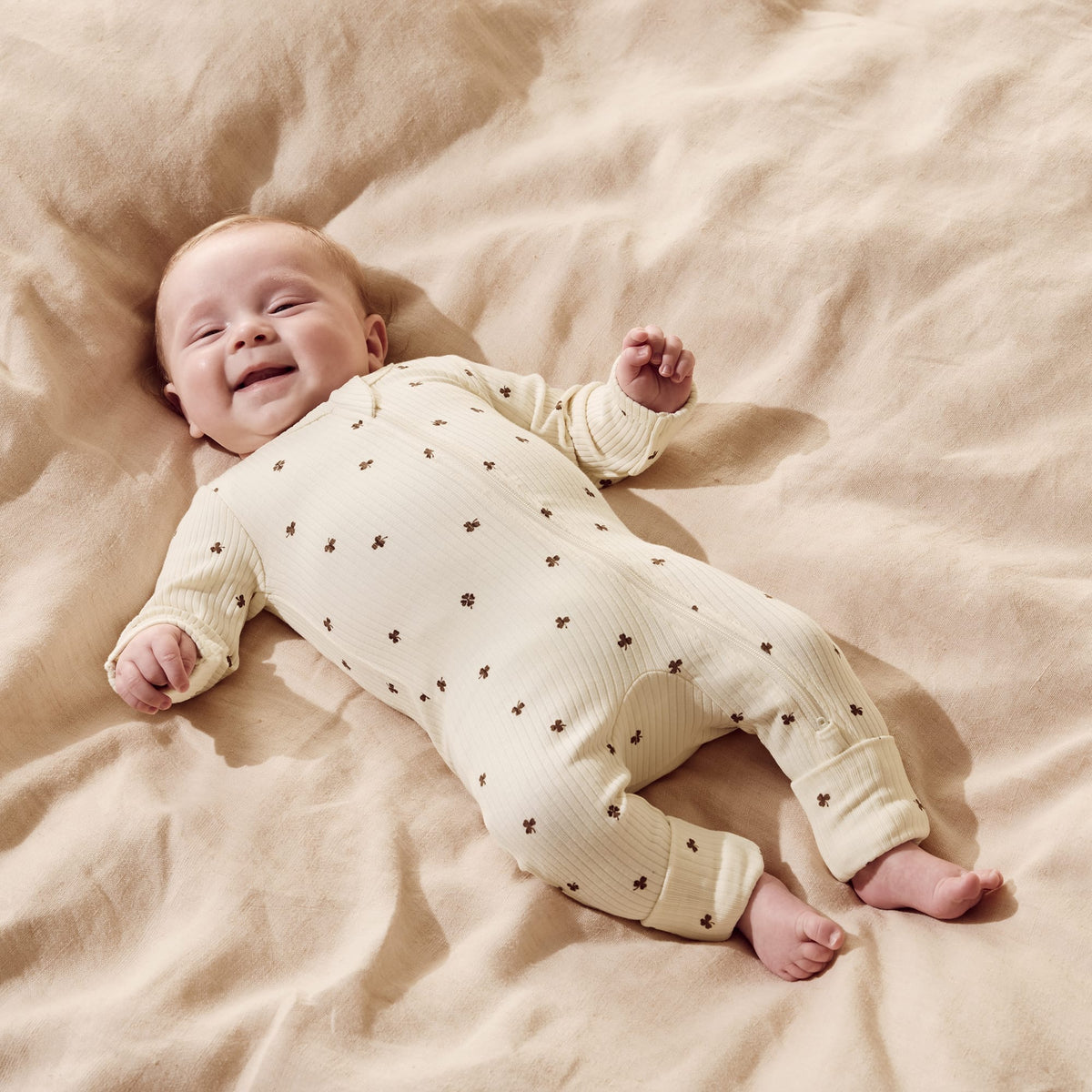 Wilson & Frenchy Unisex Onesie NB My Lucky Charm Organic Zipsuit with Feet