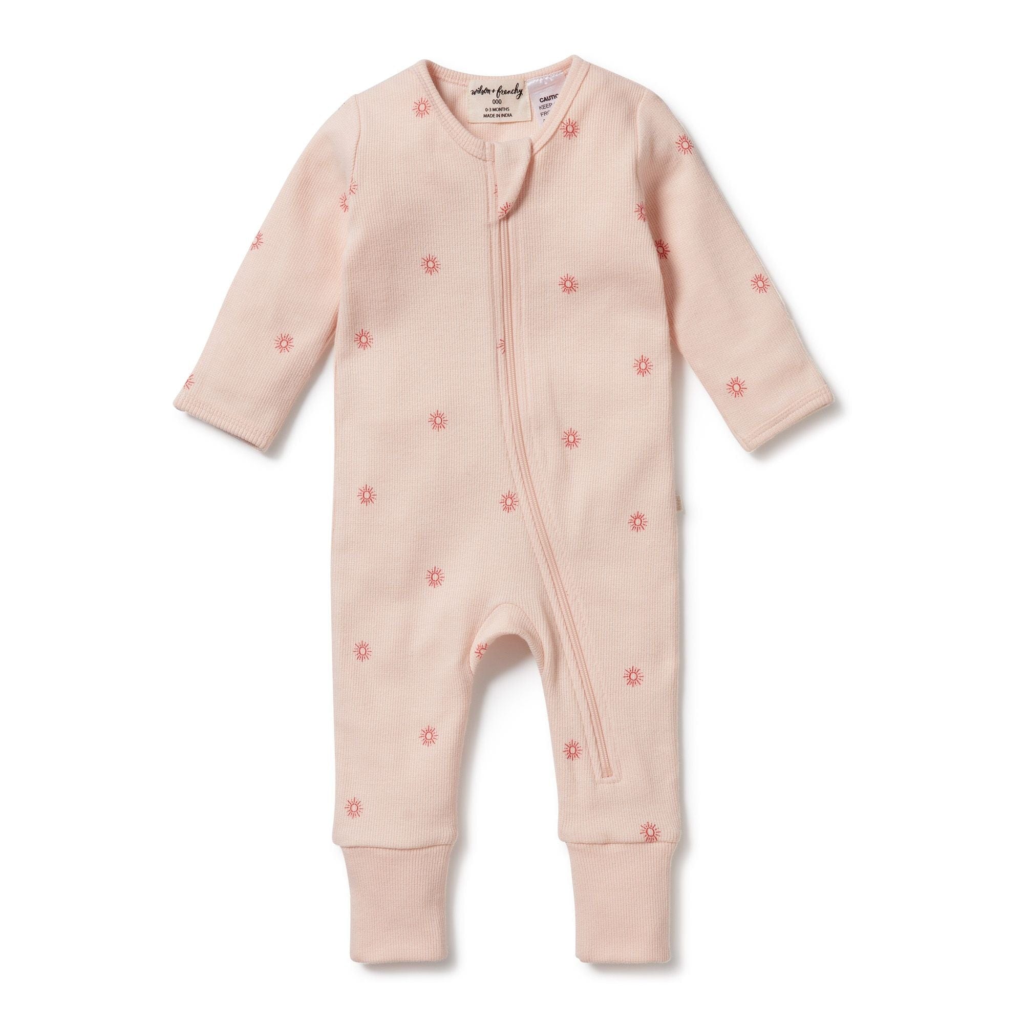 Wilson & Frenchy Unisex Onesie Petit Soleil Organic Zipsuit with Feet