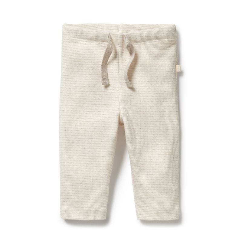 Wilson & Frenchy Unisex Pants 0-3M Organic Stripe Rib Legging - Oatmeal