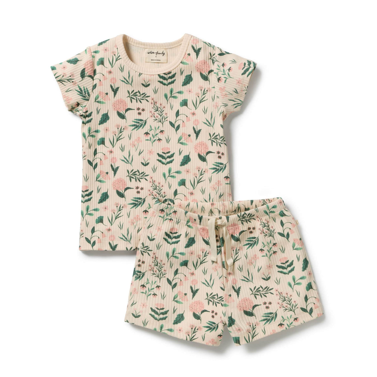 Wilson & Frenchy Unisex Sleepware 2Y Sweet Bloom Organic Short Sleeved Pyjamas