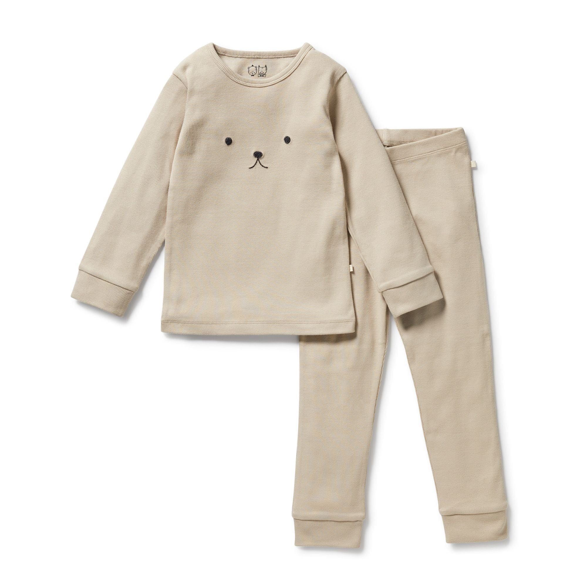 Wilson & Frenchy Unisex Sleepware Biscuit Organic Rib Long Sleeved Pyjamas