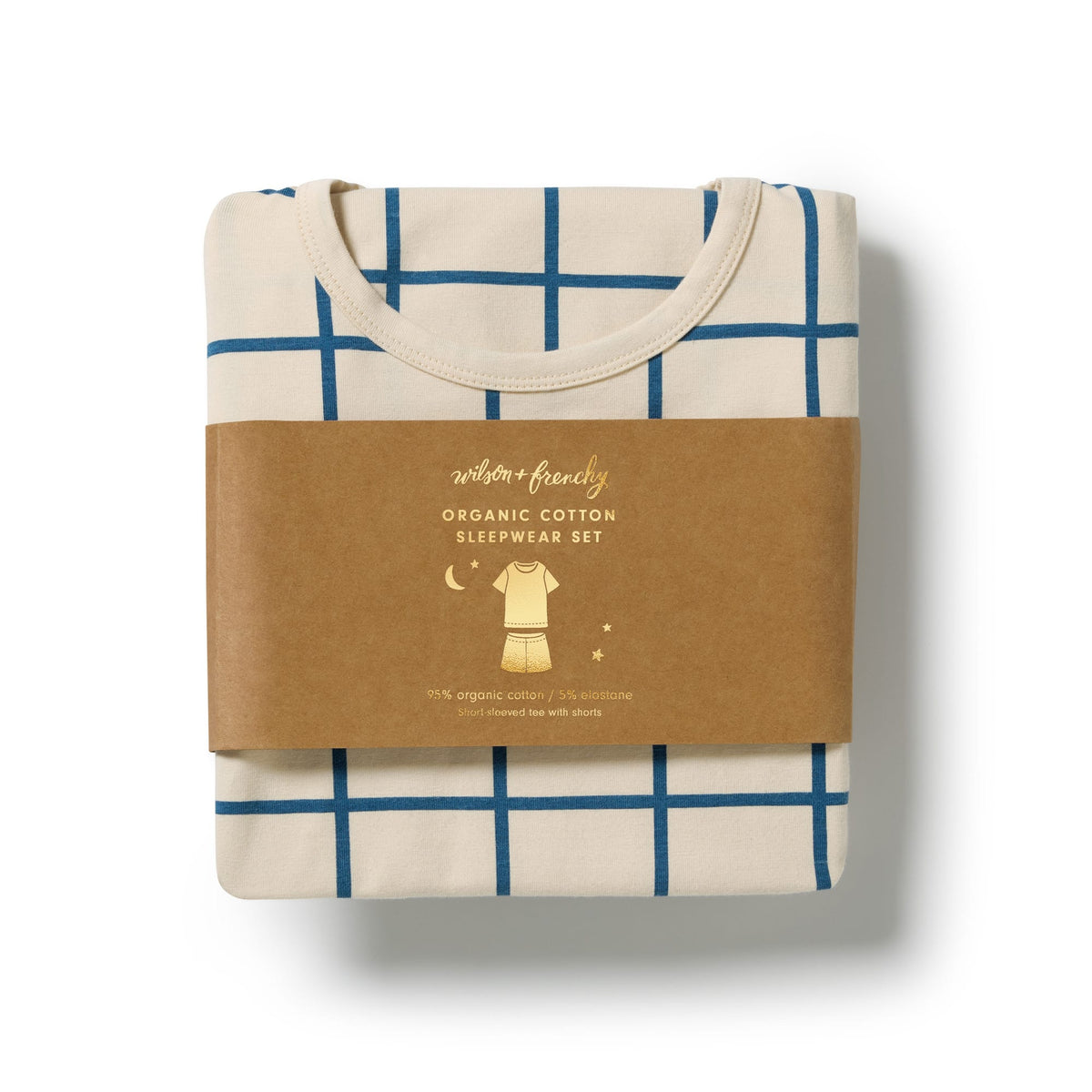 Wilson & Frenchy Unisex Sleepware Bright Blue Check Organic Short Sleeved Pyjamas