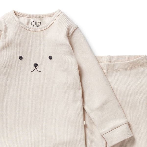 Wilson & Frenchy Unisex Sleepware Dusty Rose Organic Rib Long Sleeved Pyjamas