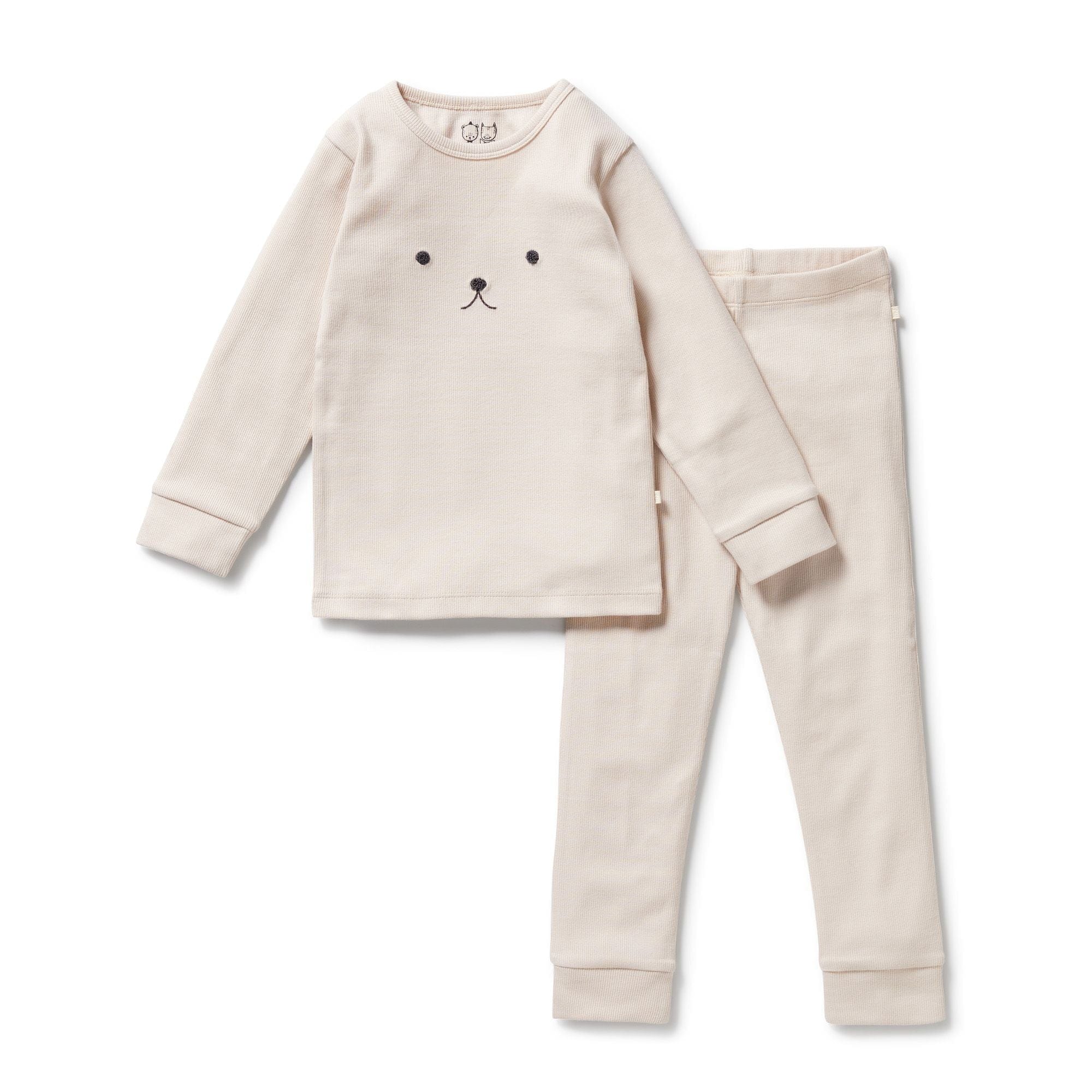 Wilson & Frenchy Unisex Sleepware Dusty Rose Organic Rib Long Sleeved Pyjamas