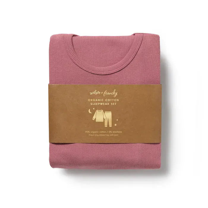 Wilson & Frenchy Unisex Sleepware Plum Organic Rib Long Sleeved Pyjamas