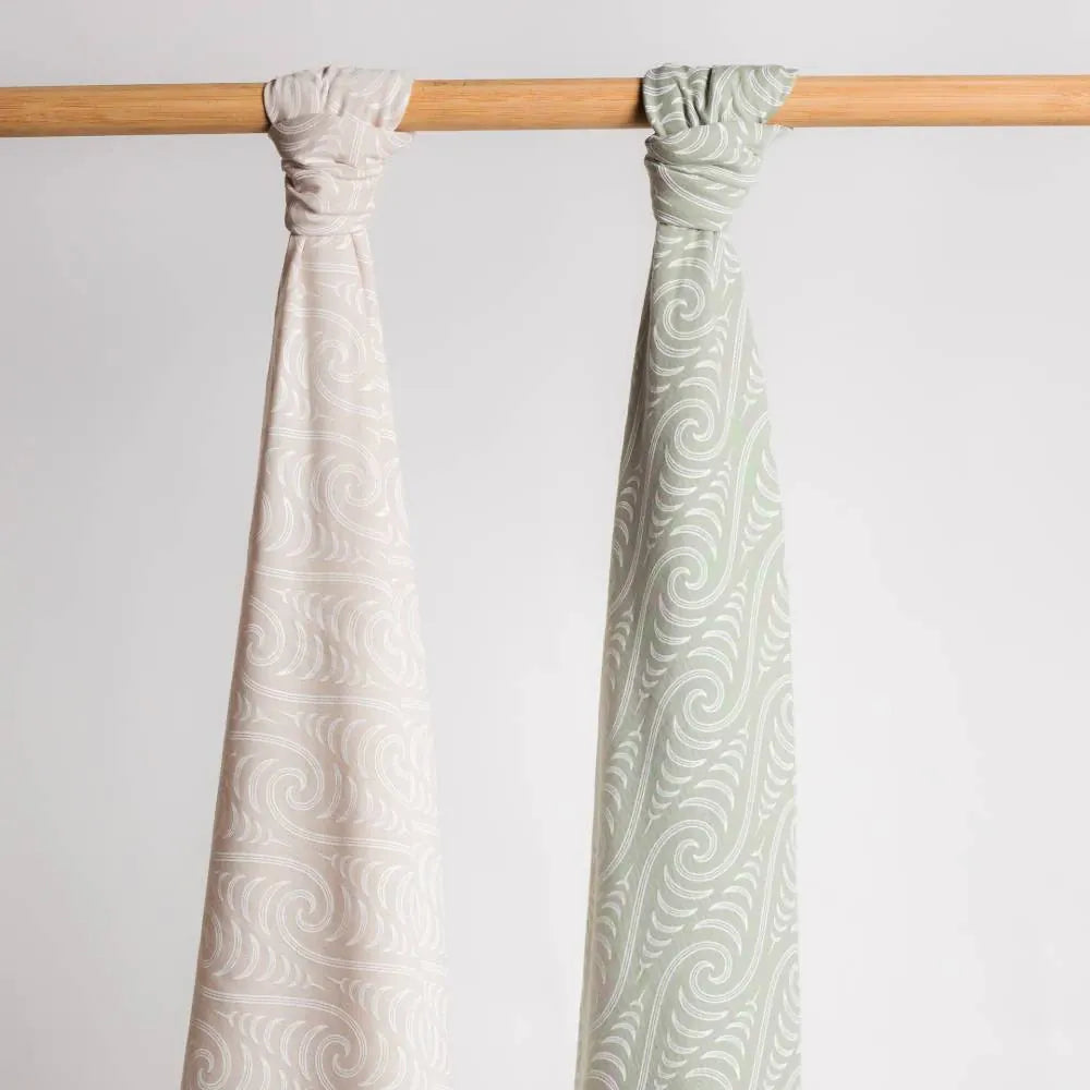 Woolbabe Accessory Blanket BO & KO Collab Swaddle Blanket - Flax Ngaru