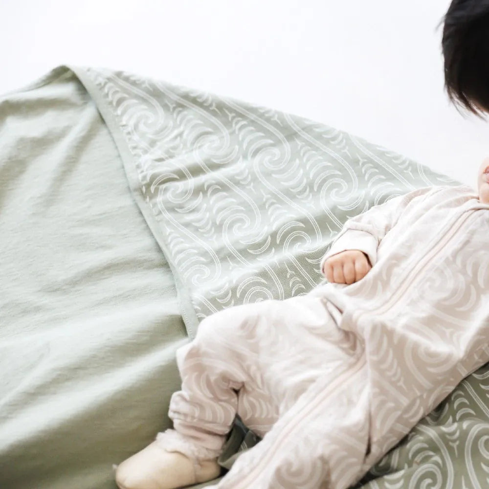 Woolbabe Accessory Blanket BO & KO Collab Swaddle Blanket - Flax Ngaru