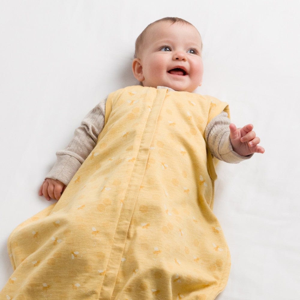 Woolbabe Linen 3-24M 3 Seasons Front Zip Merino/Organic Cotton Sleeping Bag Buttercup Bees