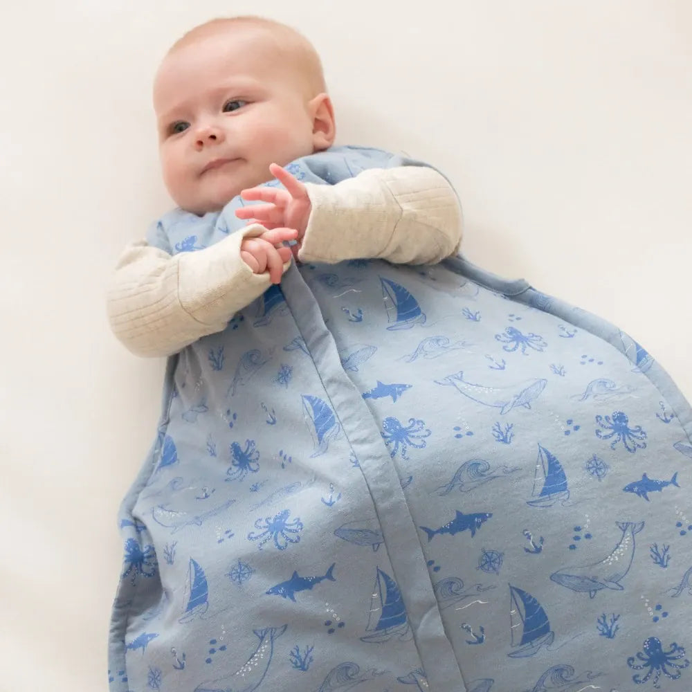 Woolbabe Linen 3-24M Duvet Front Zip Sleeping Bag - Glacier Sail Away
