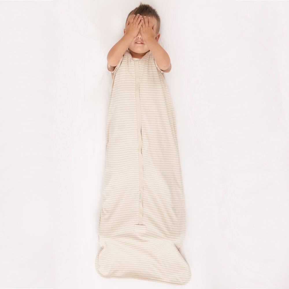 Woolbabe Linen 3-24M Woolbabe 3 Season Front Zip Sleeping Bag - Dune Stripe