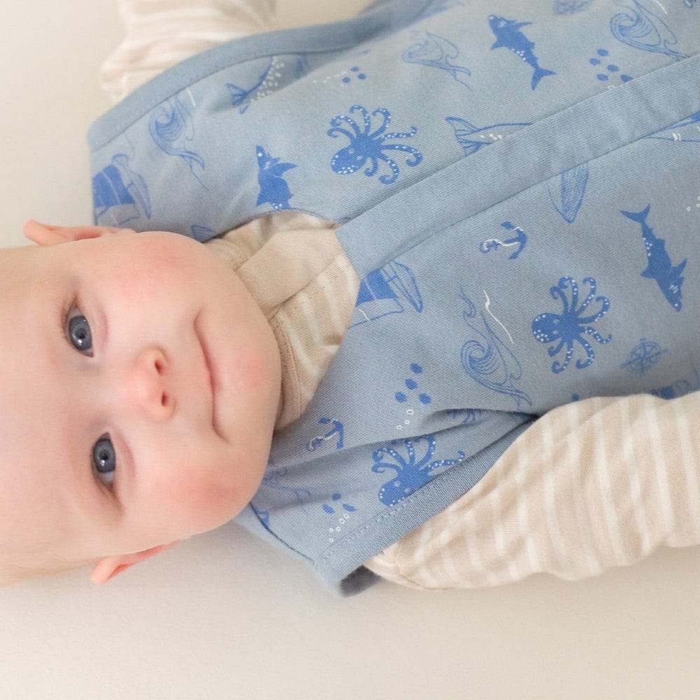 Woolbabe Linen 3-24M Woolbabe 3 Season Front Zip Sleeping Bag Glacier Sail Away