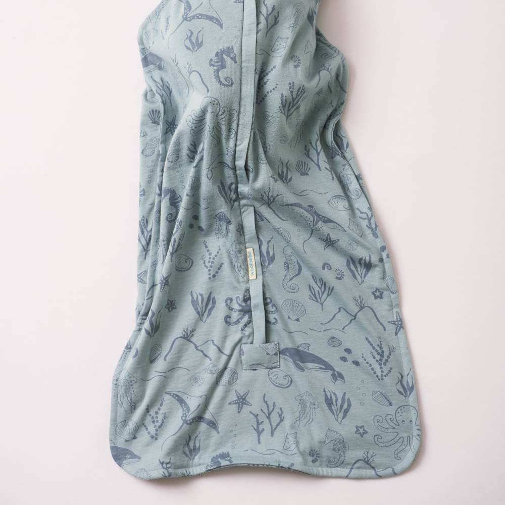 Woolbabe Linen 3-24M Woolbabe 3 Season Front Zip Sleeping Bag - Tide Seascape