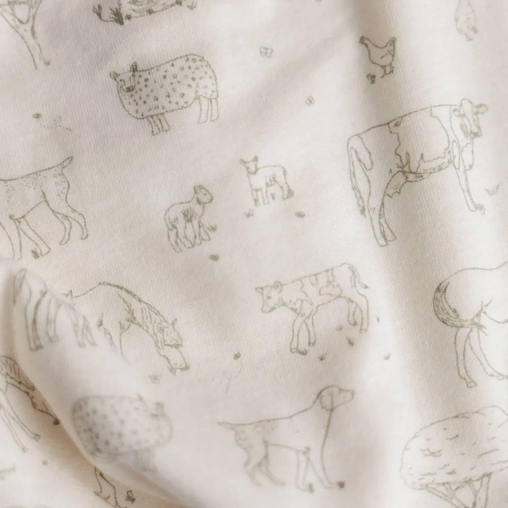 Woolbabe Linen 3 Seasons Front Zip Sleeping Bag - Farmyard