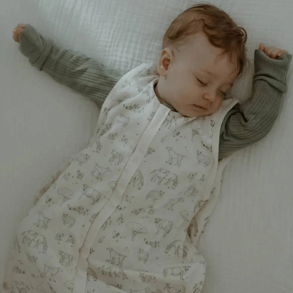 Woolbabe Linen 3 Seasons Front Zip Sleeping Bag - Farmyard
