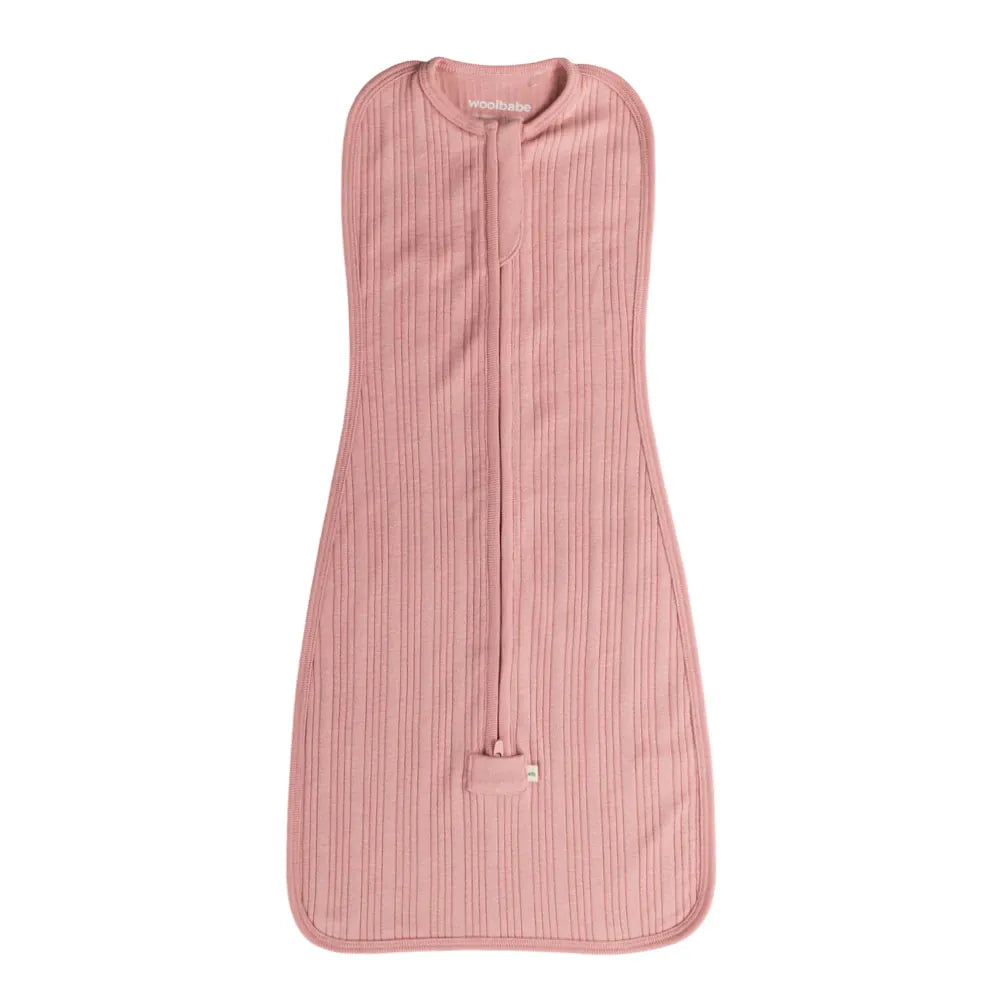 Woolbabe Linen NB-3M Organic Cotton/Merino Fitted Zip Swaddle - Dusk Marl