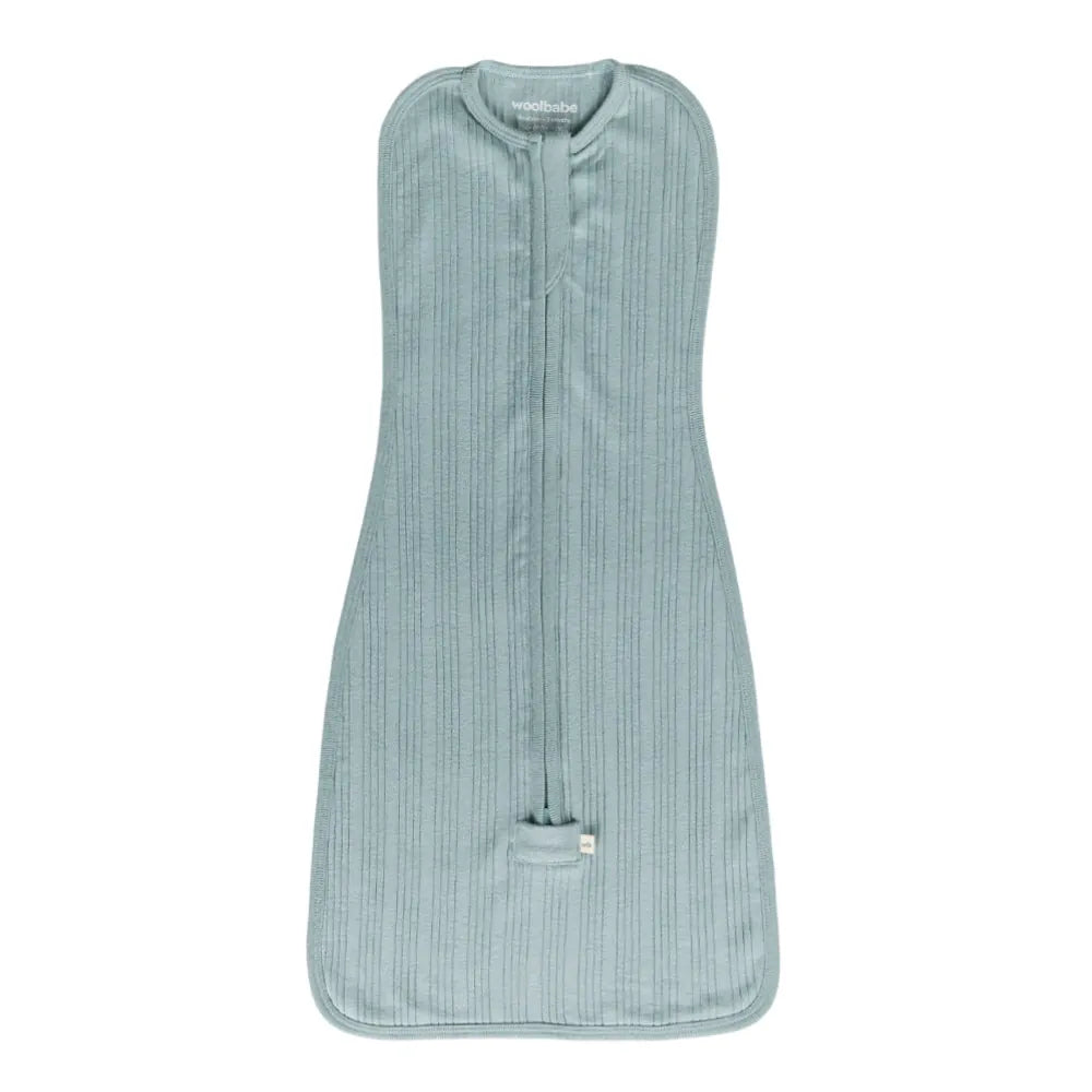 Woolbabe Linen NB-3M Organic Cotton/Merino Fitted Zip Swaddle - Tide Marl