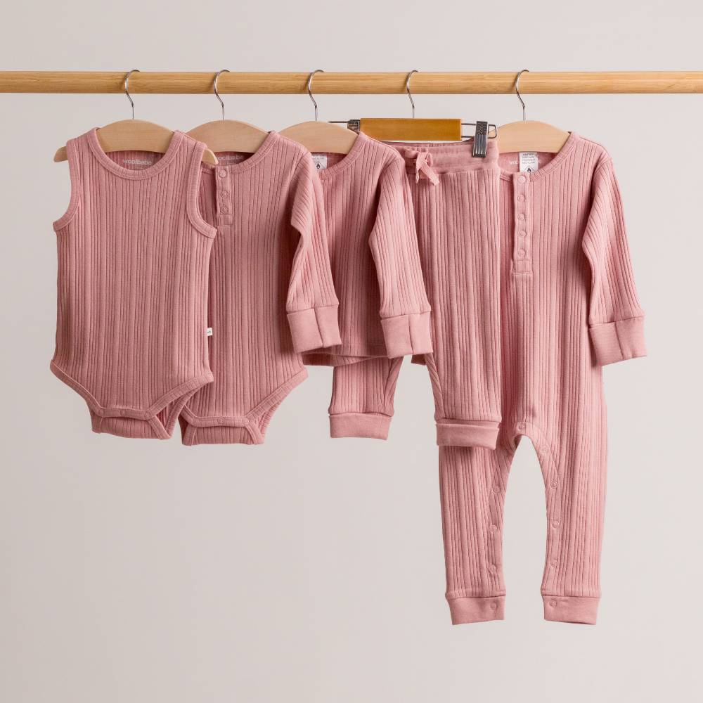 Woolbabe Unisex Onesie Organic Cotton/Merino Long Sleeve Henley Suit