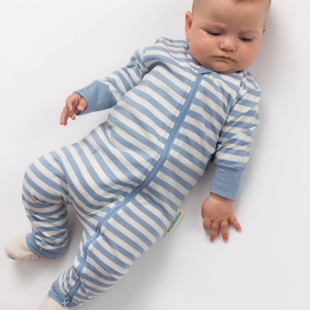Woolbabe Unisex Sleepware Merino/Organic Cotton PJ Suit - Glacier