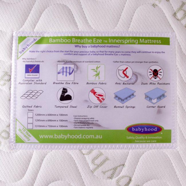 Babyhood Furniture Nursery Bamboo Bamboo Breathe Eze Mattress