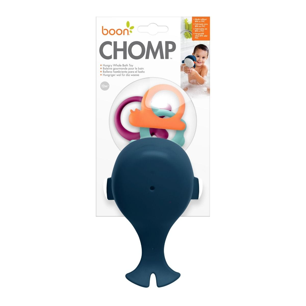 Boon Bath Toys Chomp Hungry Whale Bath Toy - Navy