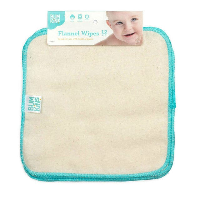 Bumkins Baby Accessory Reusable Baby Wipes - Natural/Aqua Trim