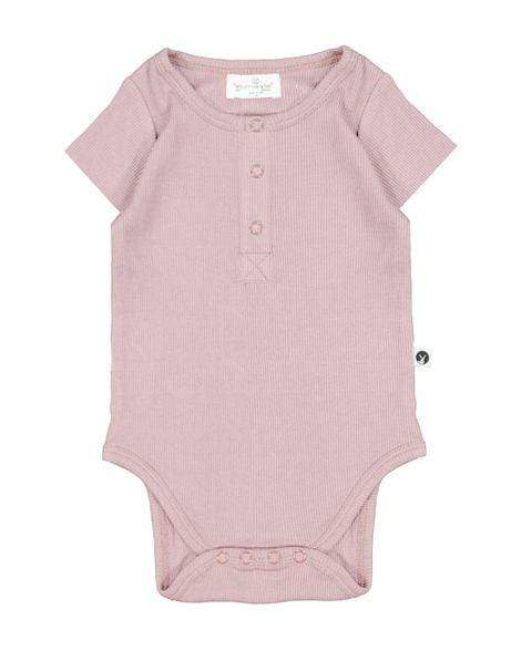 Burrow & Be Girls Onesie Henley Rib Bodysuit - Dusty Rose