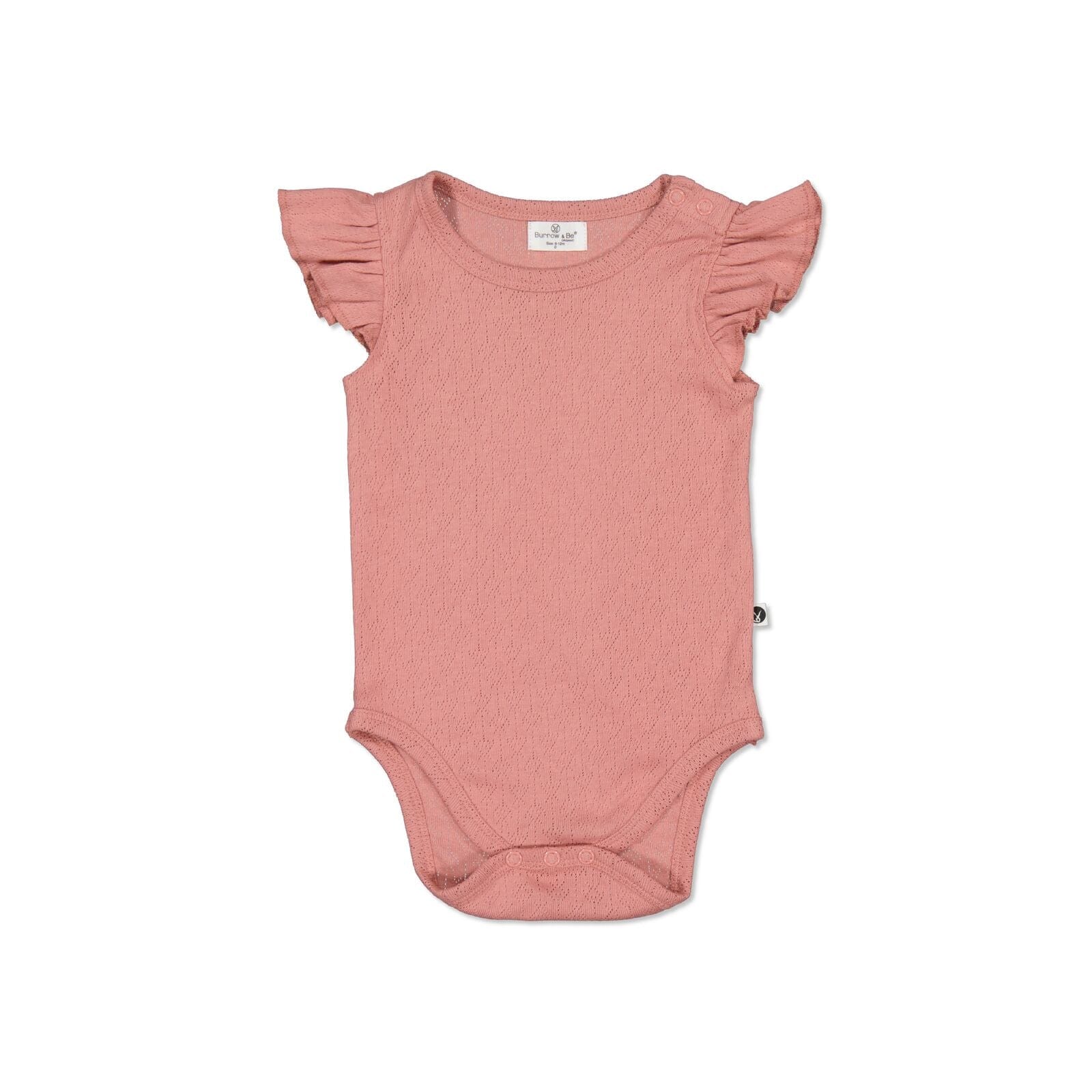 Burrow & Be Girls Onesie Pointelle Flutter Sleeve Bodysuit - Dusk