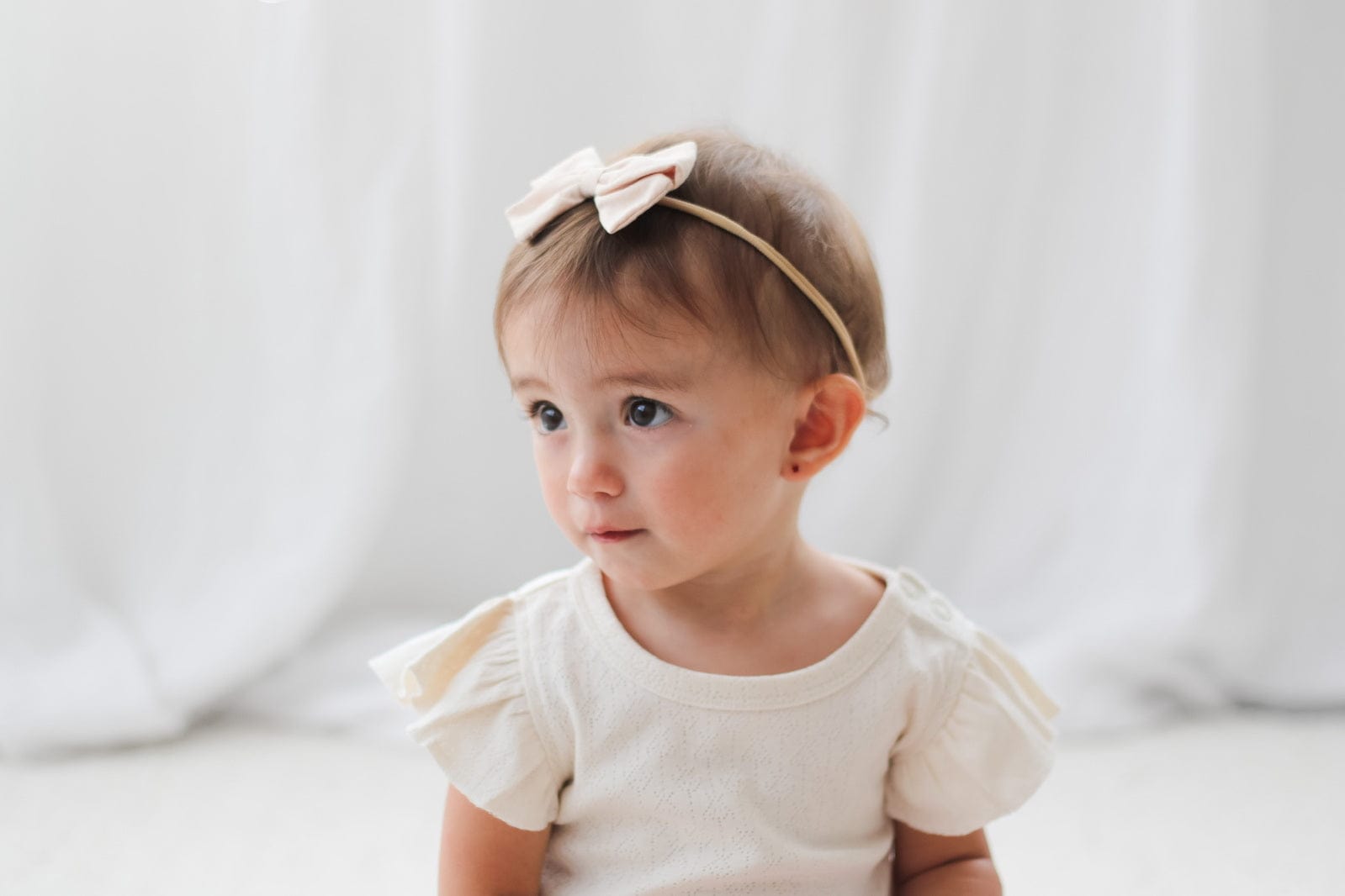 Burrow & Be Girls Onesie Pointelle Flutter Sleeve Bodysuit - Natural