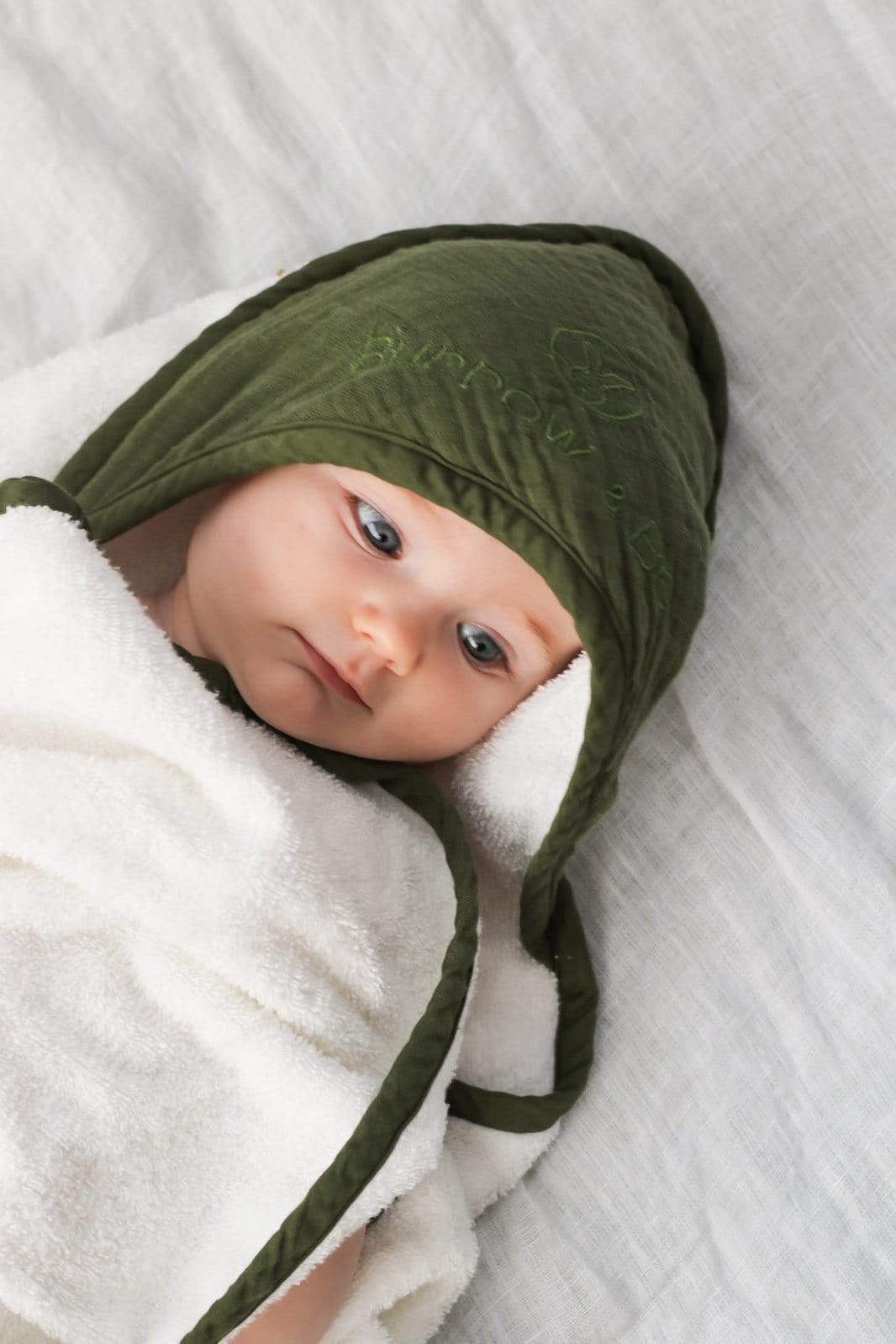 Burrow & Be Linen Bath Organic Hooded Baby Towel ( NEW COLOURS)