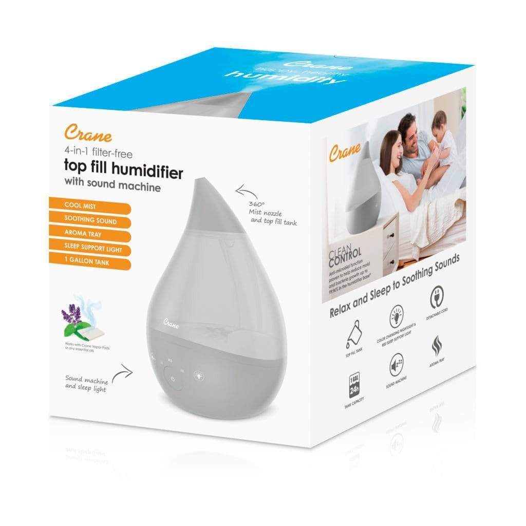 Crane Baby Care 4-in-1 Top Fill Drop Humidifier w Sound