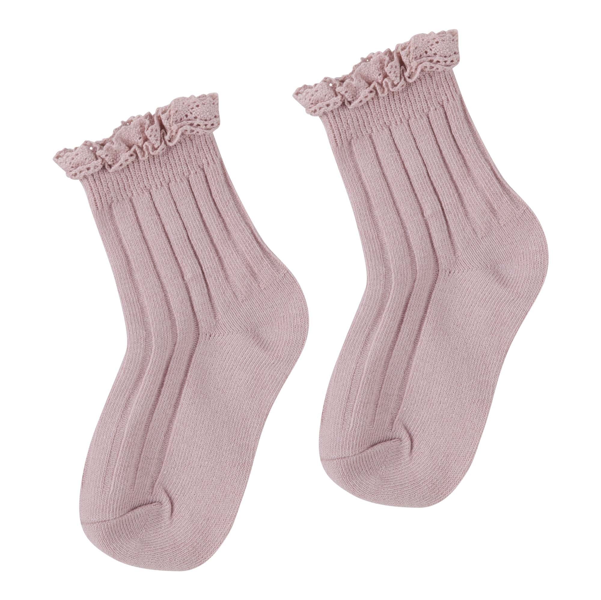 Designer Kidz Accessory Socks Dusty Pink / 1-3Y Lace Frill Crew Socks