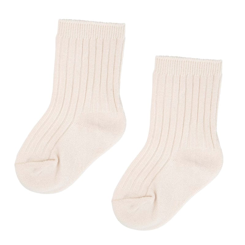 Designer Kidz Accessory Socks Rib Crew Socks - Ecru