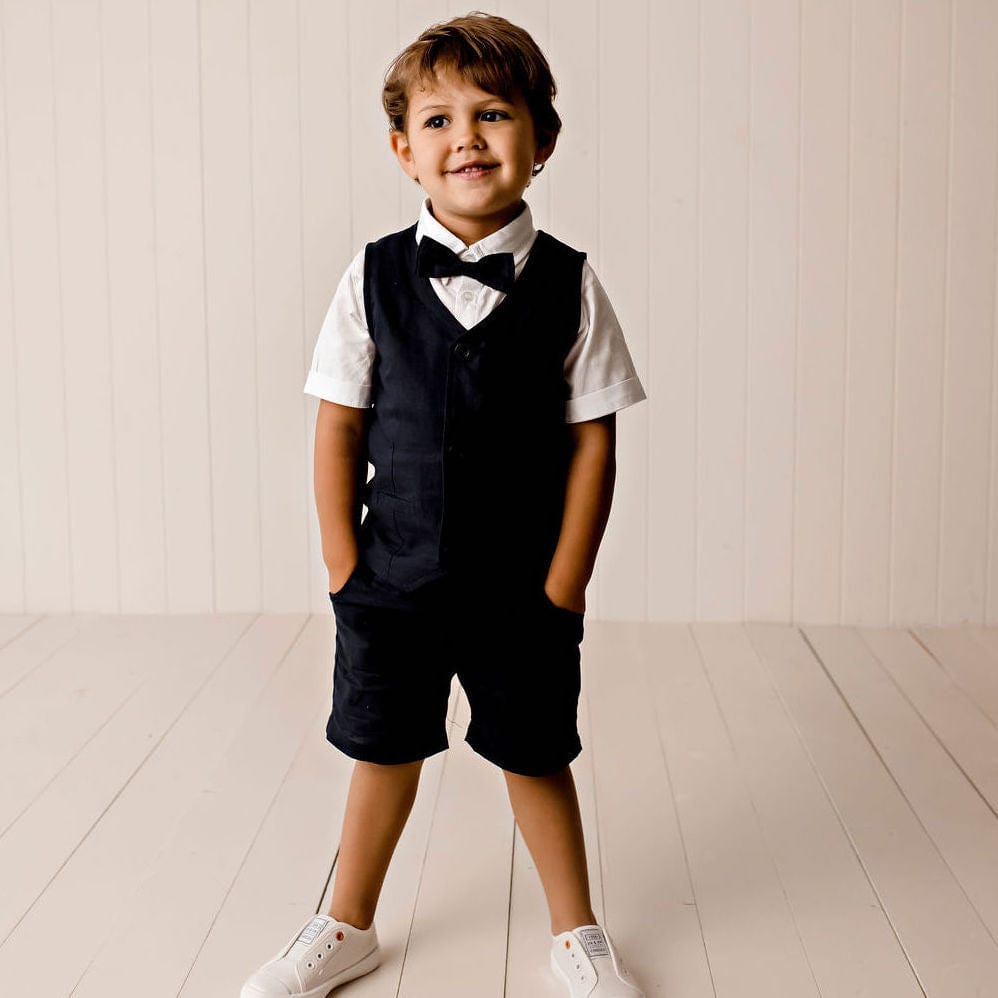 Designer Kidz Boys Bottoms Navy / 1Y Finley Linen Shorts