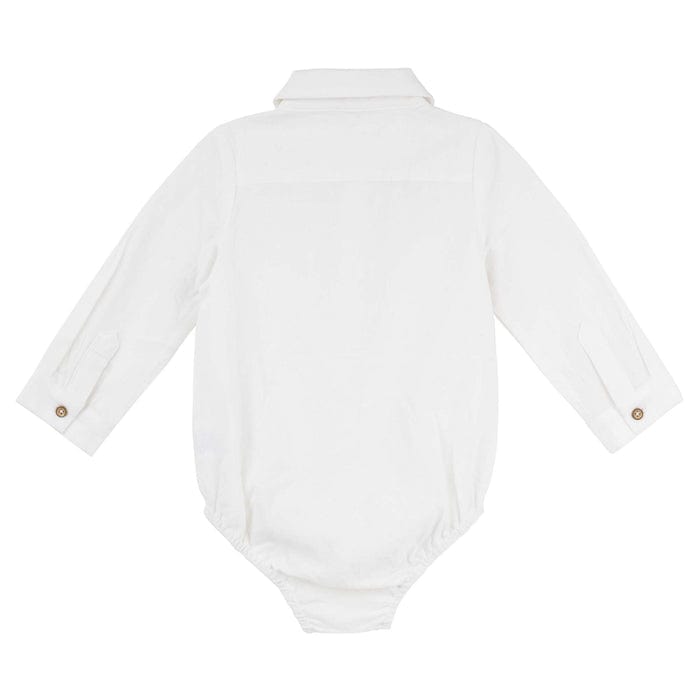 Designer Kidz Boys Tops Archie Formal L/S Button Romper - Ivory