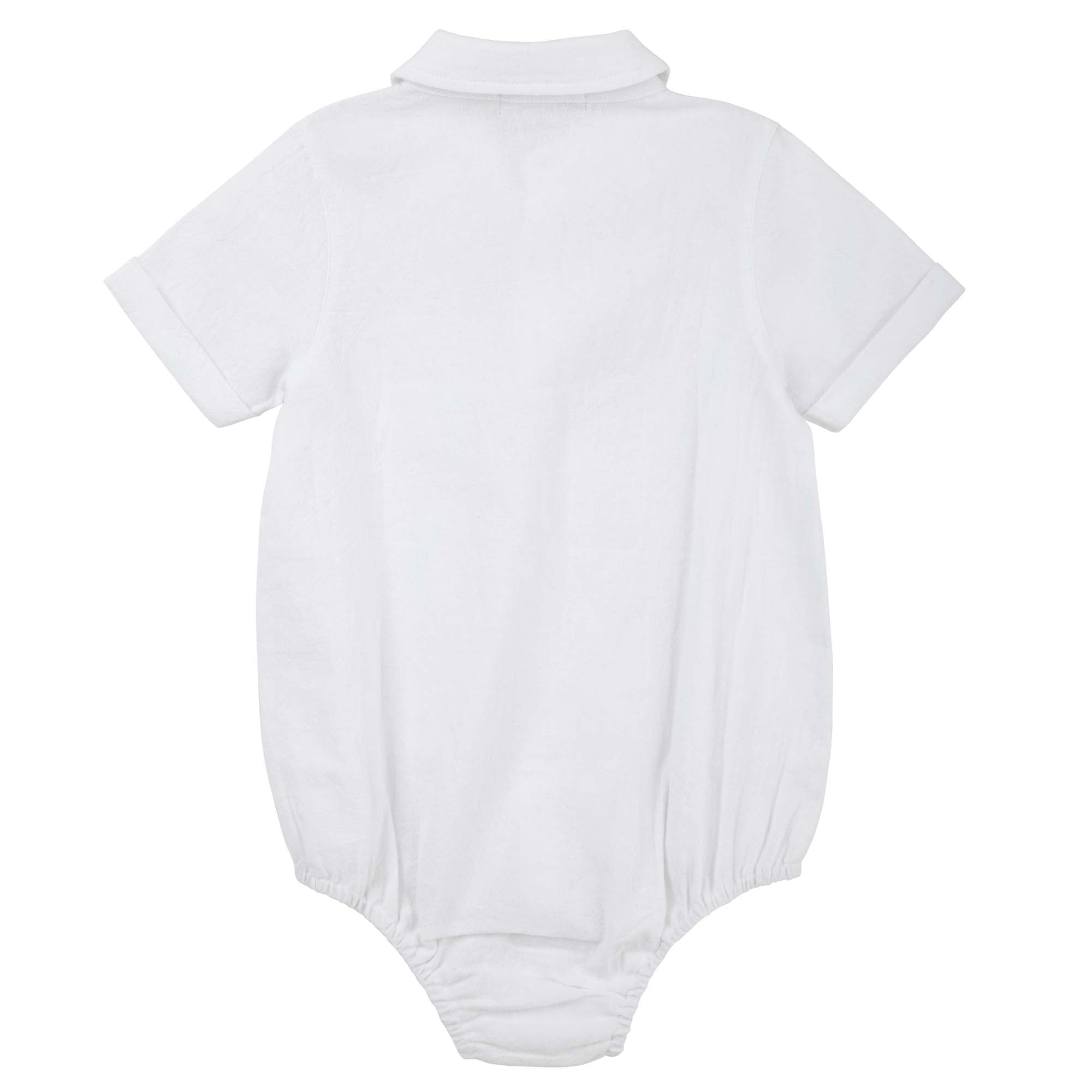Designer Kidz Boys Tops Archie Formal S/S Button Romper - Ivory