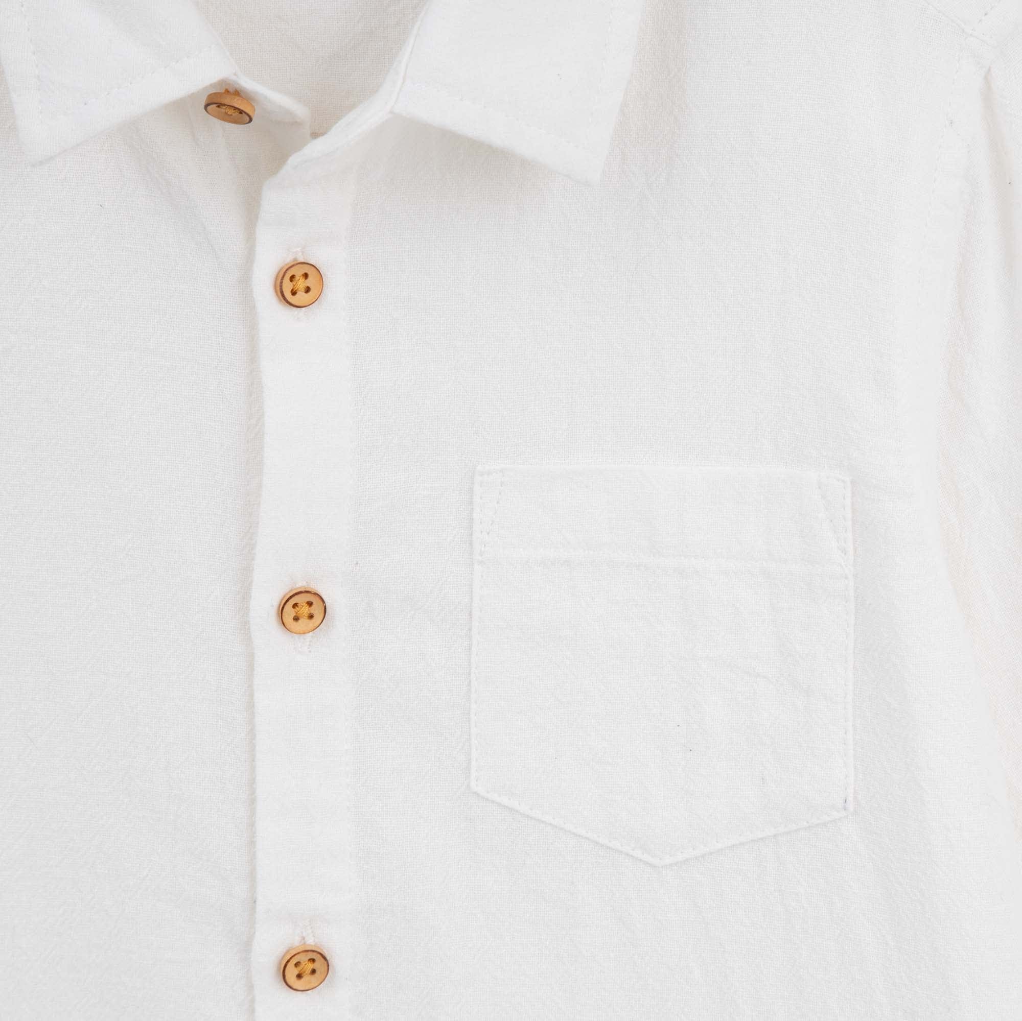 Designer Kidz Boys Tops Archie L/S Button Shirt - Ivory