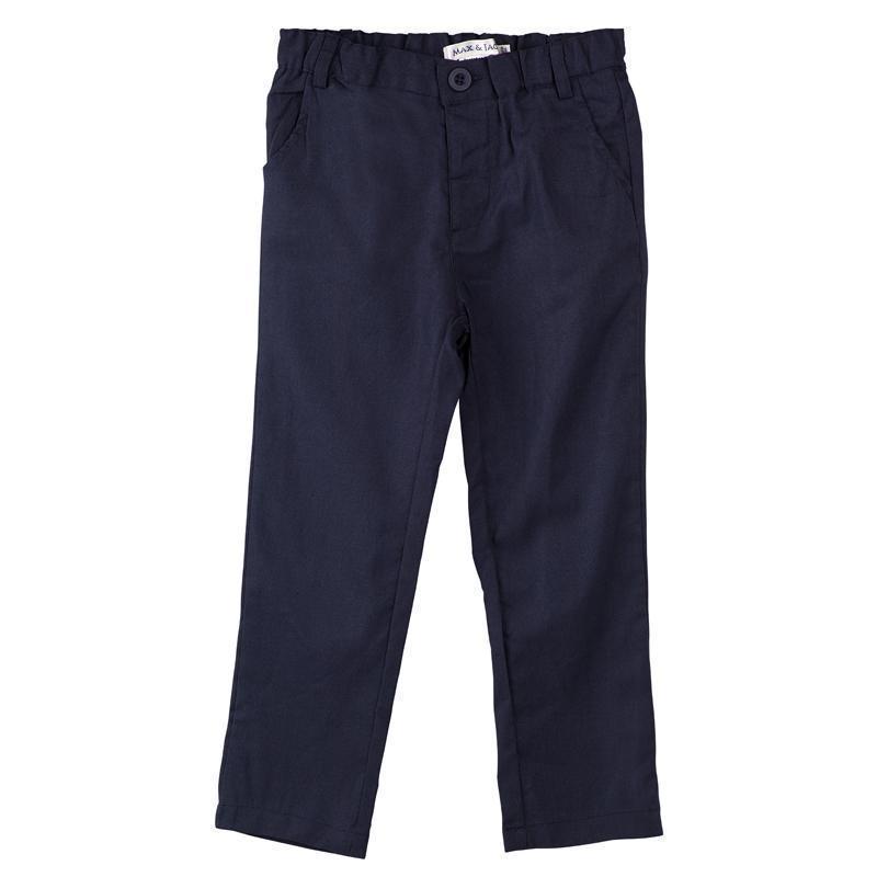 Designer Kidz Boys Tops Toby Linen Pants - Navy