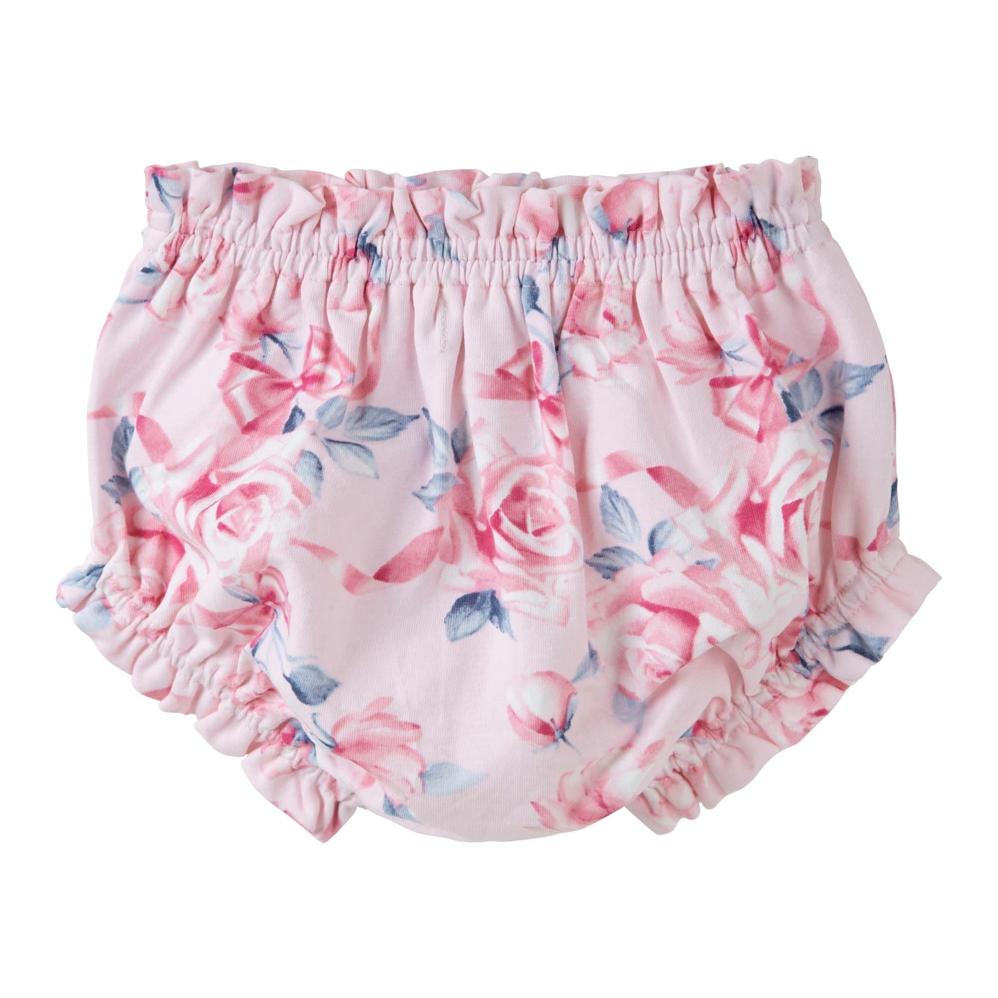 Designer Kidz Girls Bottoms Rose Bow Frilly Baby Bloomers - Pink