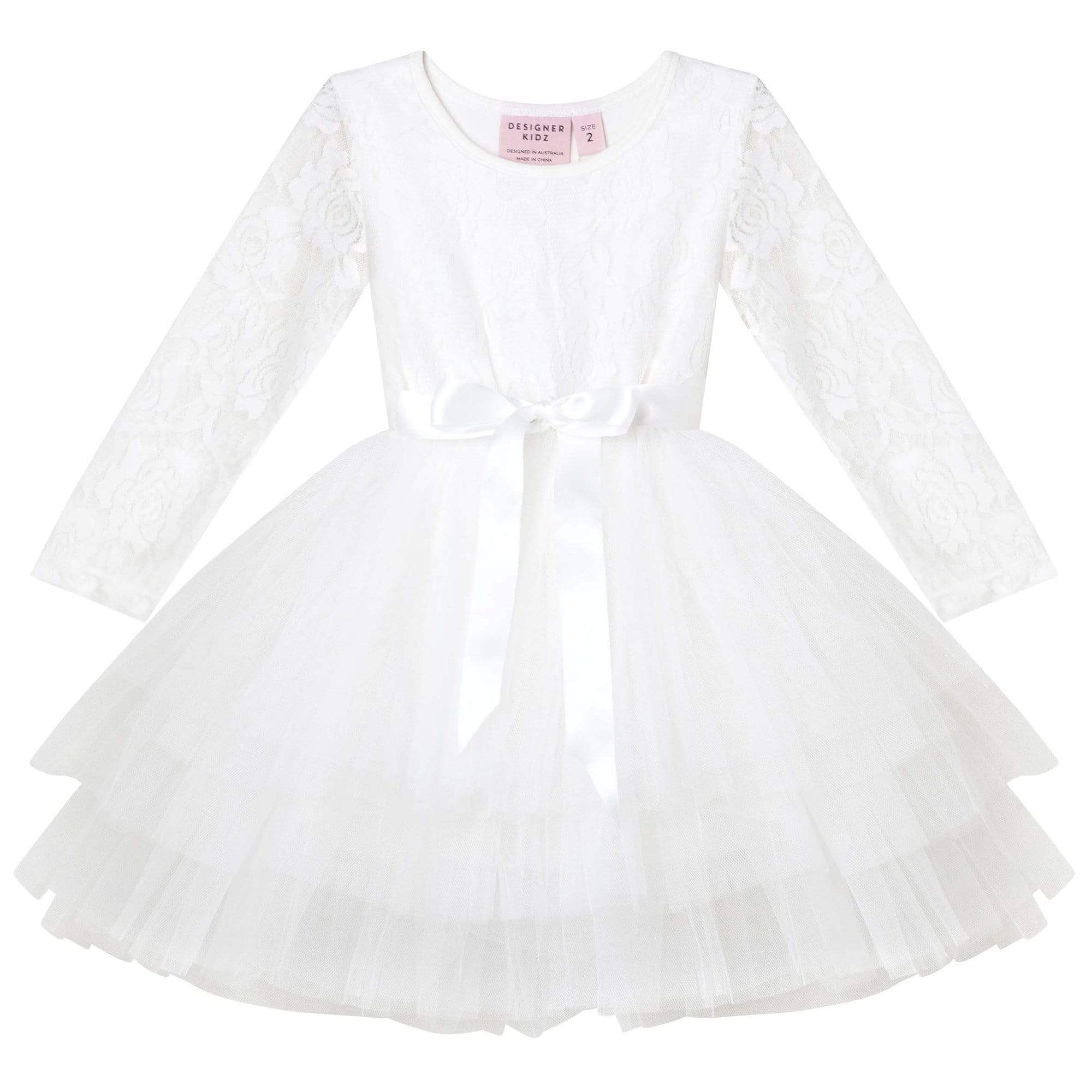 Designer Kidz Girls Dress Ivory / 3-6M My First Lace Tutu L/S