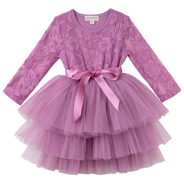 Designer Kidz Girls Dress My First Lace Tutu L/S- Berry