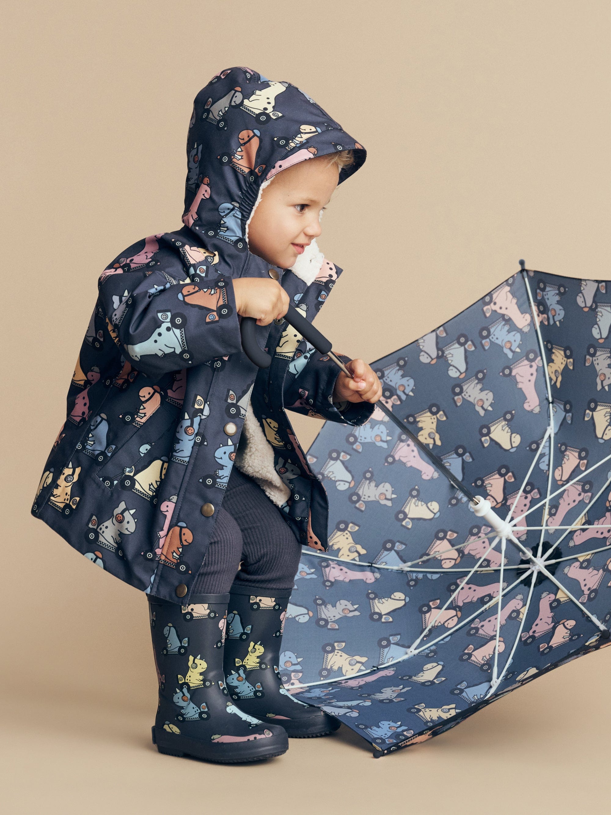 Huxbaby Boys Jacket Dino Racer Raincoat