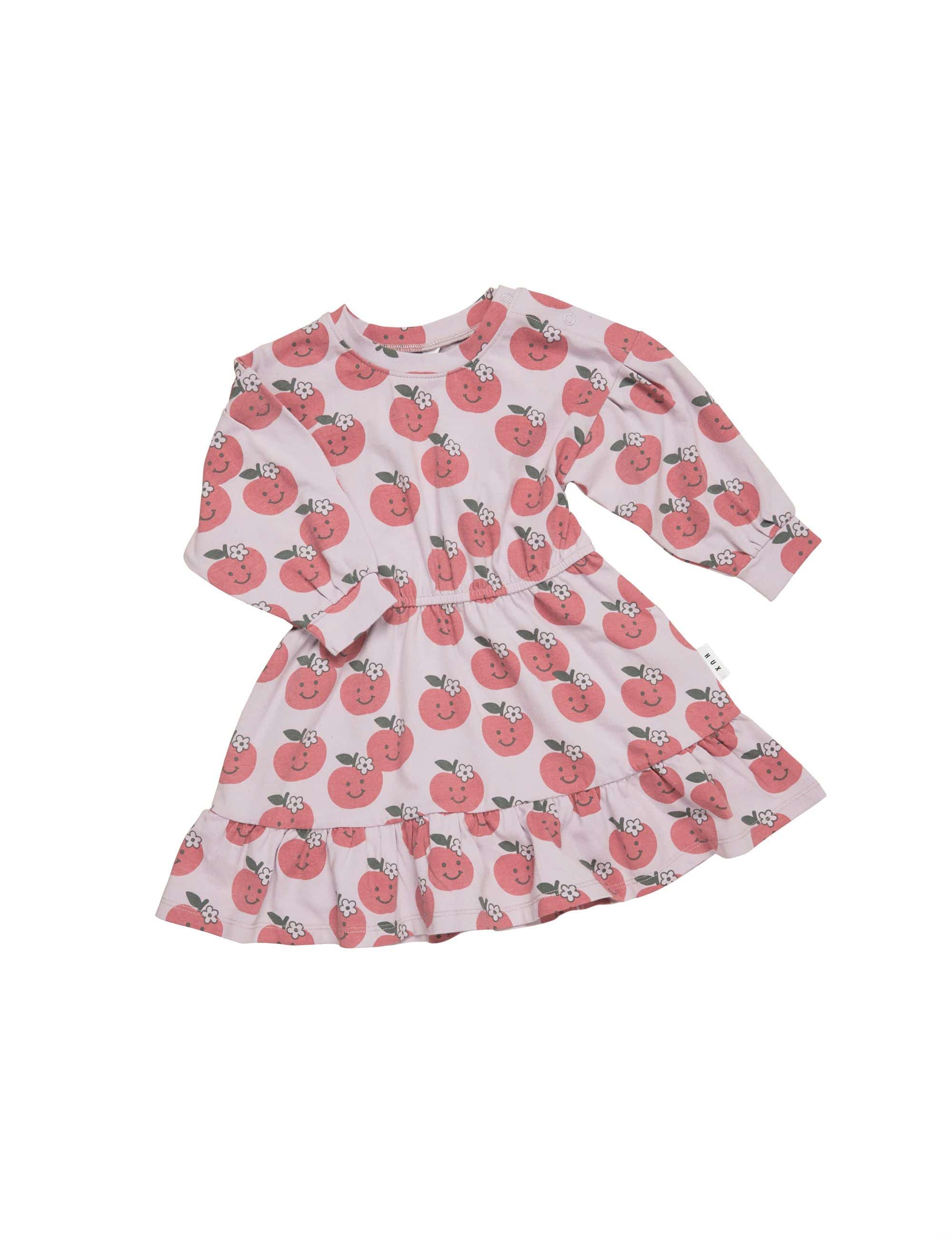 Huxbaby Girls Dress Apple Drop Shoulder Tuck Dress