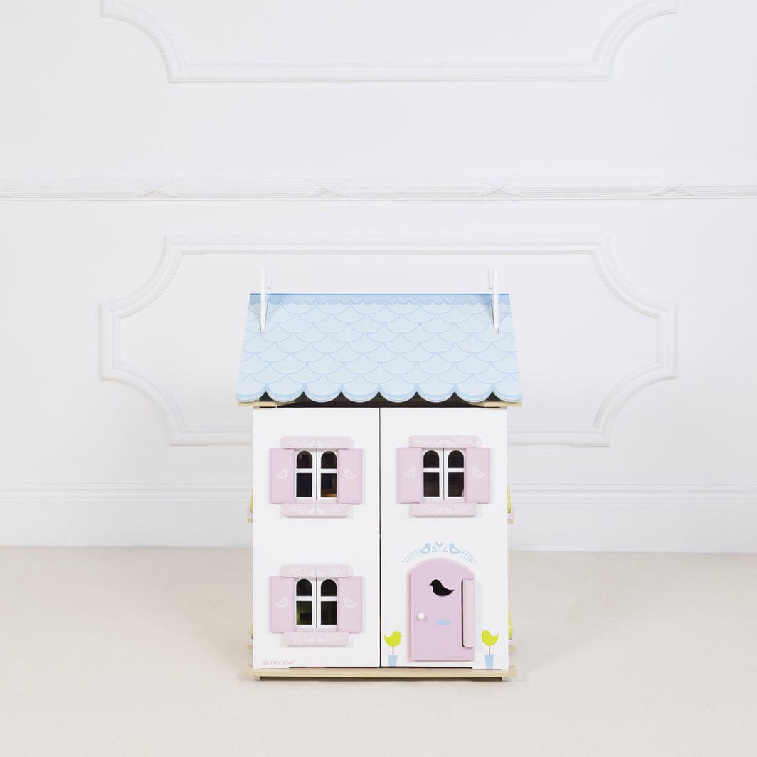 Le Toy Van Toys Blue Bird Cottage Dolls House with Furniture