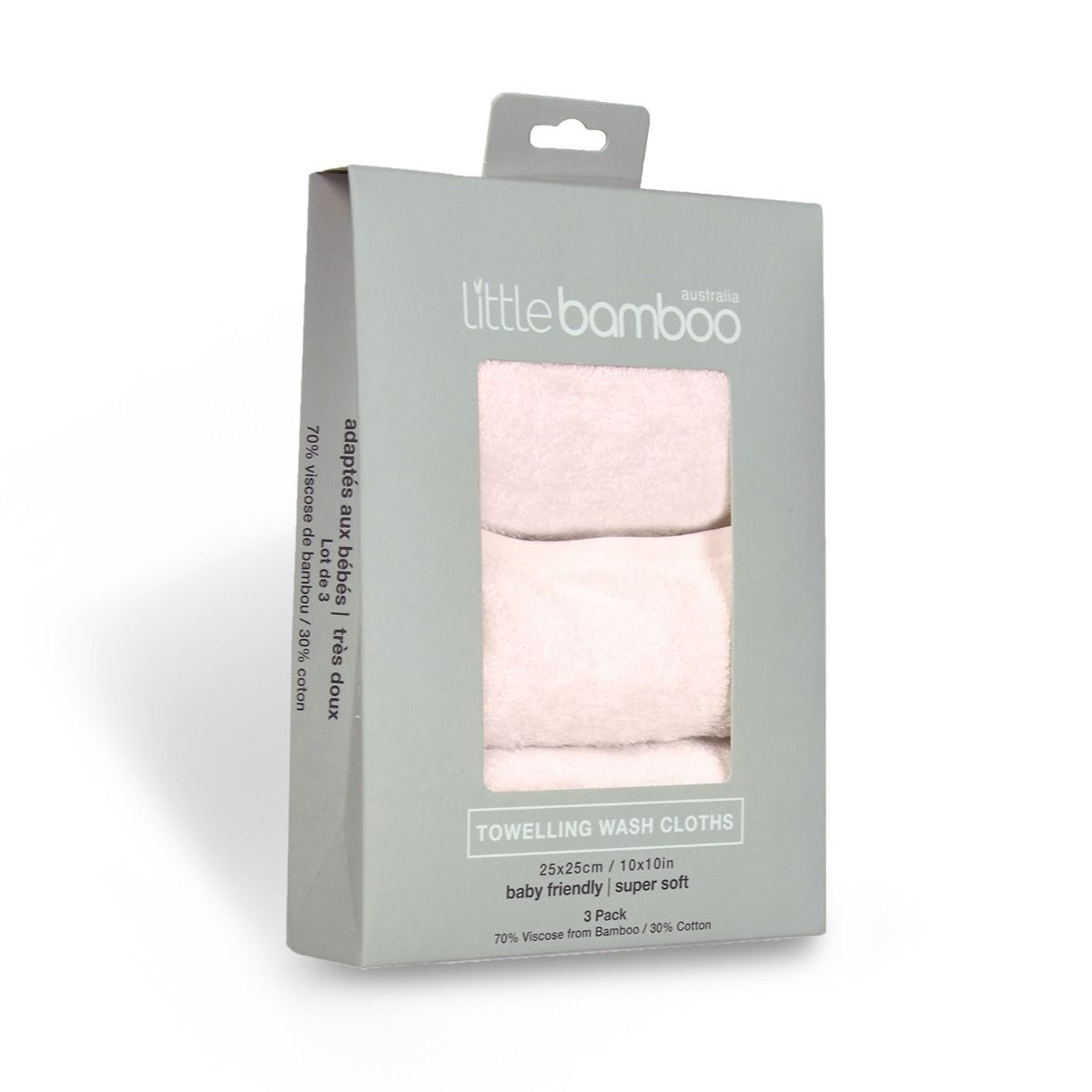 Little Bamboo Bath Little Bamboo Towelling Wash Cloth 3Pk - Dusty Pink