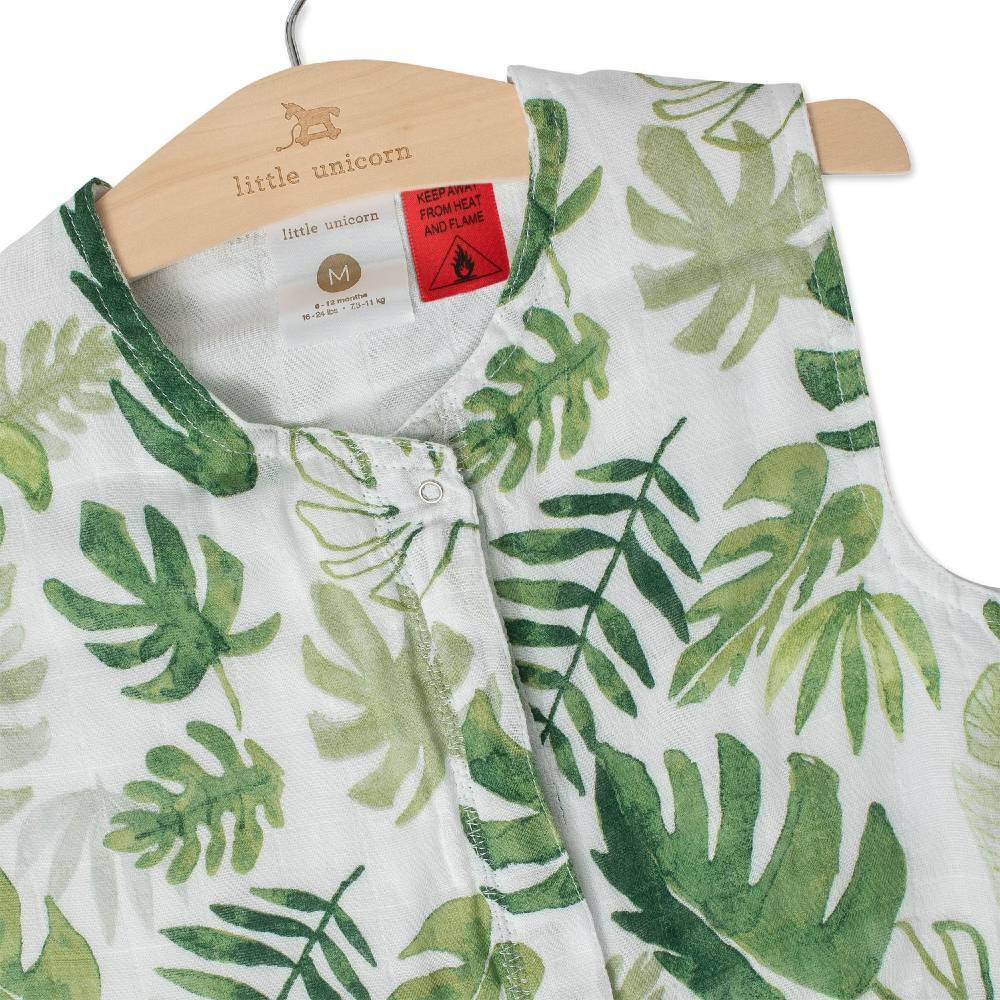 Little Unicorn Linen Cotton Muslin Sleeping Bag - Tropical Leaf