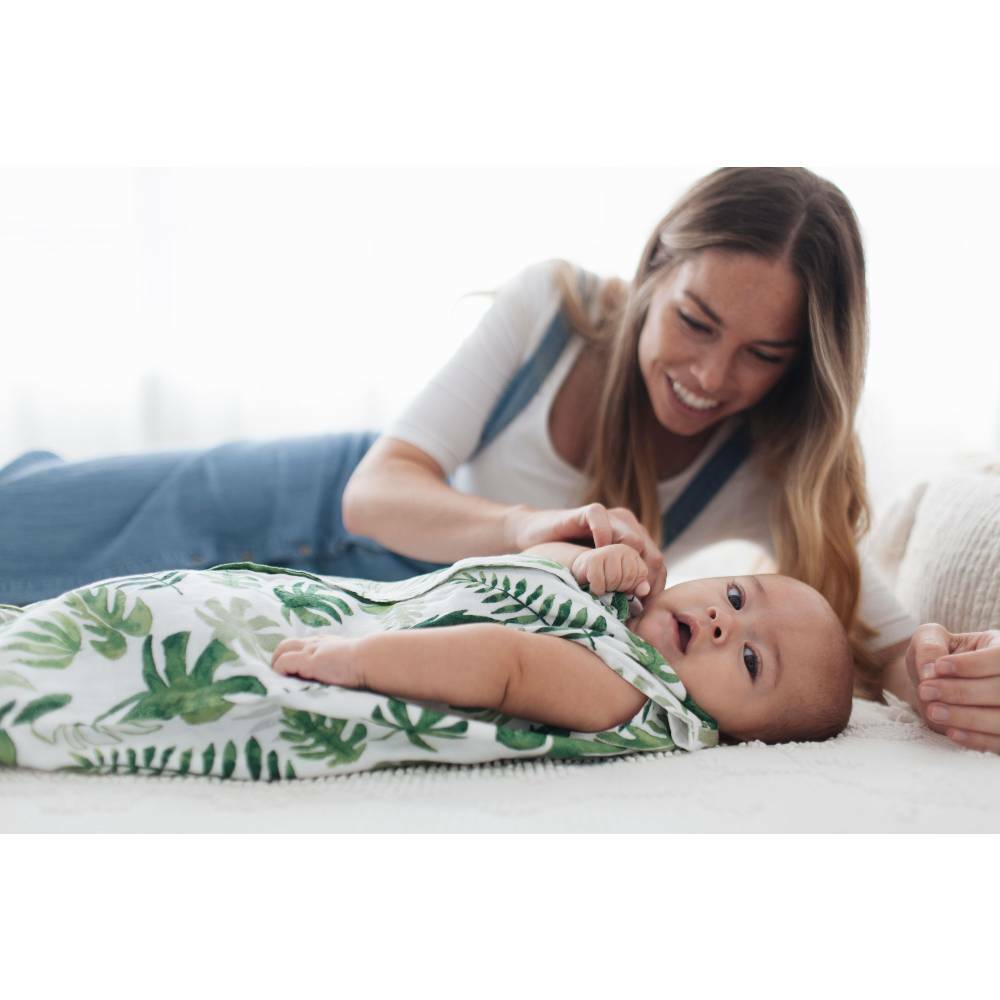 Little Unicorn Linen Cotton Muslin Sleeping Bag - Tropical Leaf