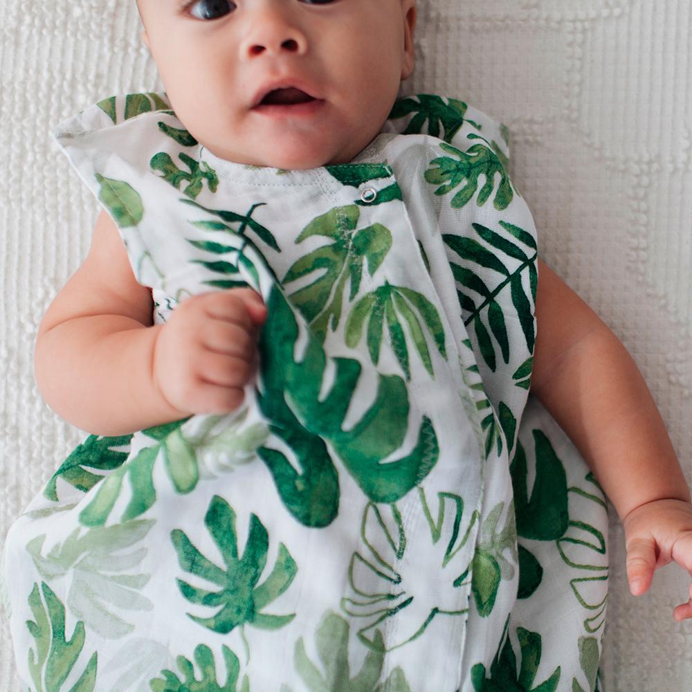 Little Unicorn Linen Cotton Muslin Sleeping Bag - Tropical Leaf