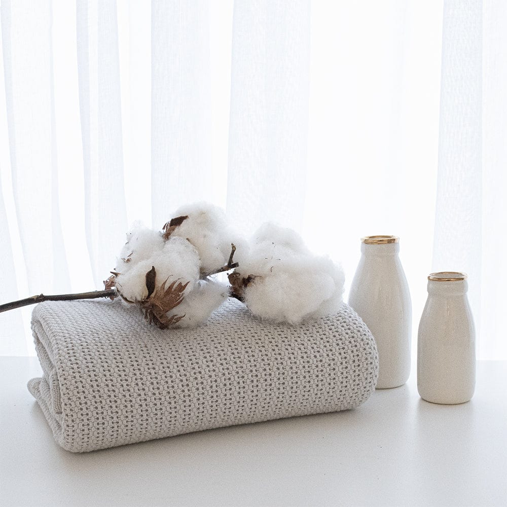 Living Textiles Accessory Blanket Grey Organic Cellular Bassinet/ Cradle Blanket