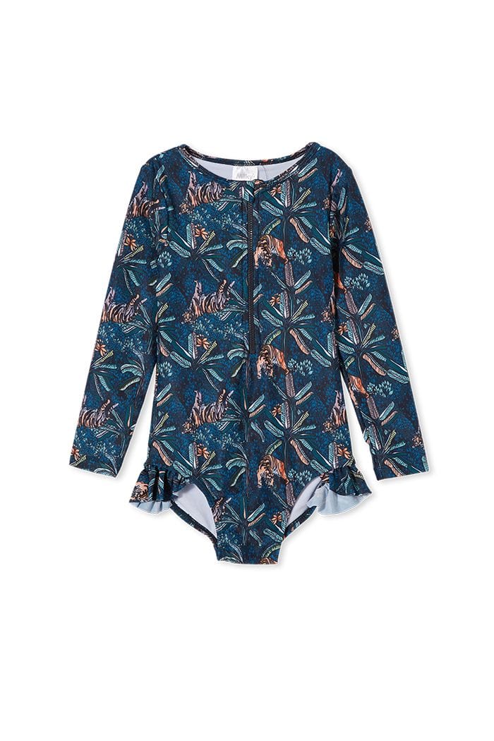 Milky Girls Swimwear Tiger Palm Frill L/S Swimsuit
