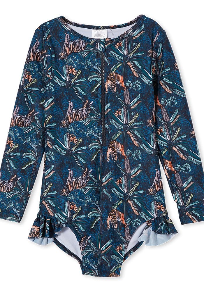 Milky Girls Swimwear Tiger Palm Frill L/S Swimsuit